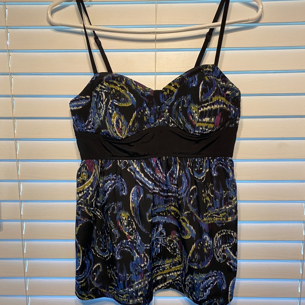 Elle Colorful Spaghetti Strap Tank Built in Bra M